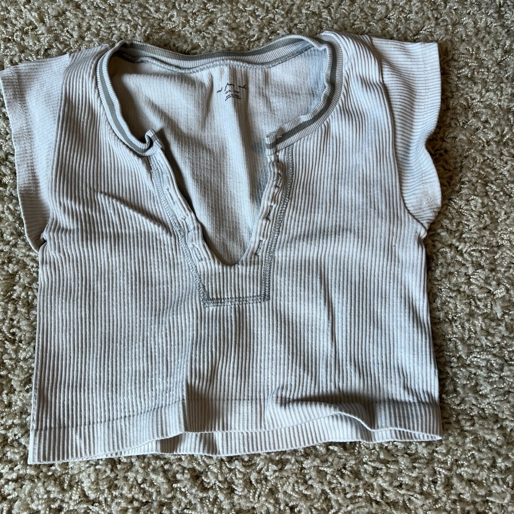 Kids White Ribbed Top